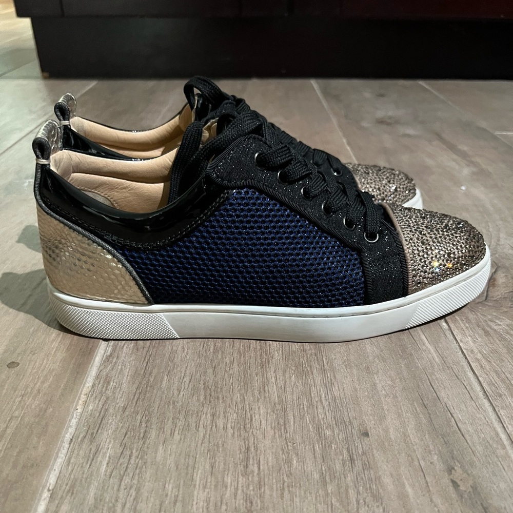 Christian Louboutin Blue and Gold Sneakers